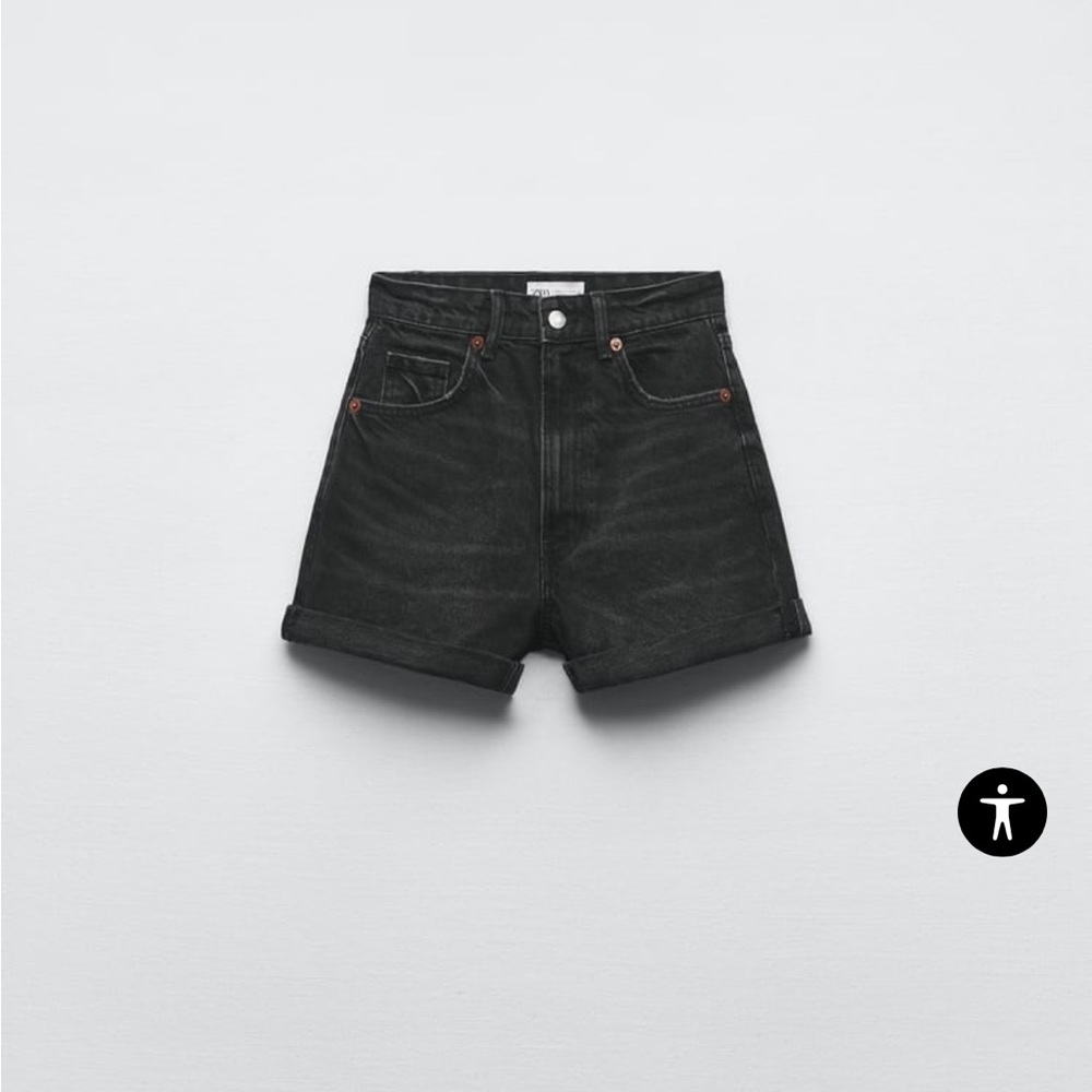 Zara size 2 black denim mom fit - high rise shorts
